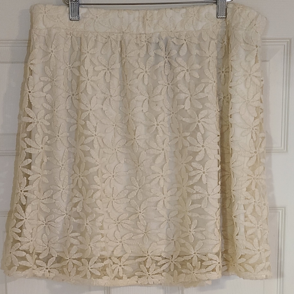 Floral eyelet skirt